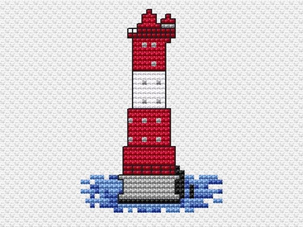 Kreuzstichvorlage Leuchtturm Arngast, mini und einfach, als PDF Download