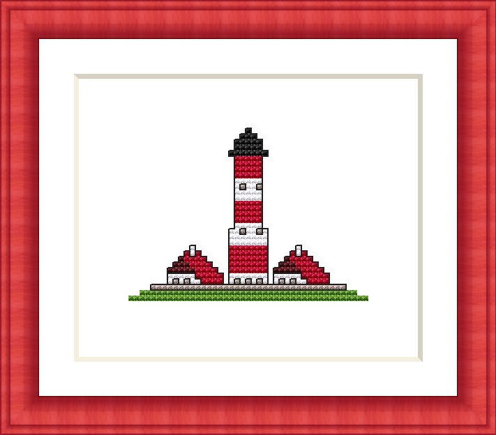 Kreuzstichvorlage Leuchtturm Westerheversand, mini und einfach als PDF - Bild 2