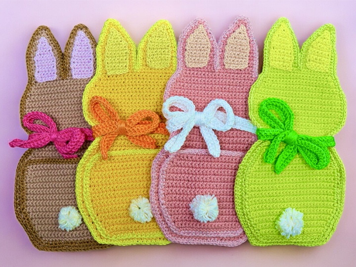 Bestecktasche im Hasenlook -  Häkelanleitung