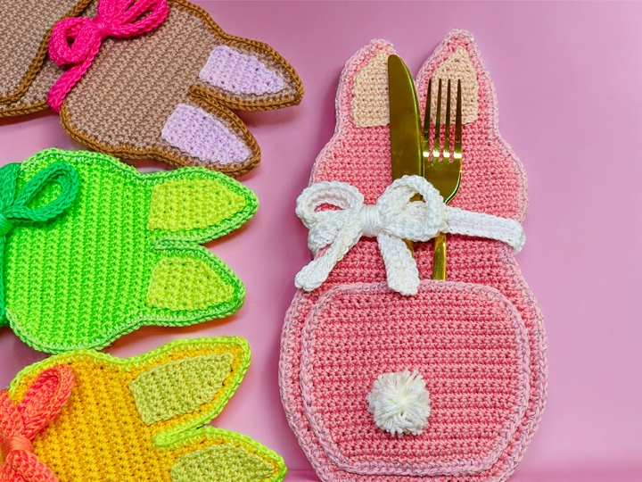 Cutlery Pouch in Bunny Style - Crochet Pattern