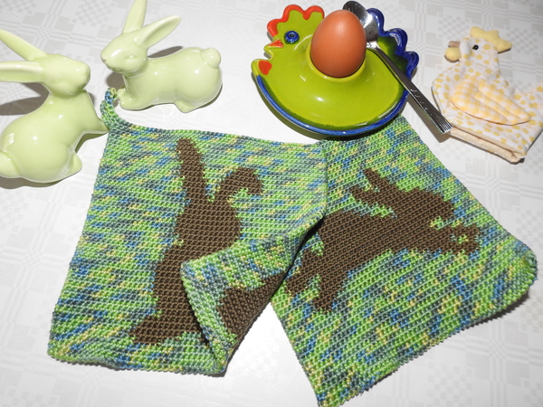 Häkelanleitung Doubleface-Topflappen Hasen für Ostern