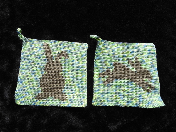 Häkelanleitung Doubleface-Topflappen Hasen für Ostern