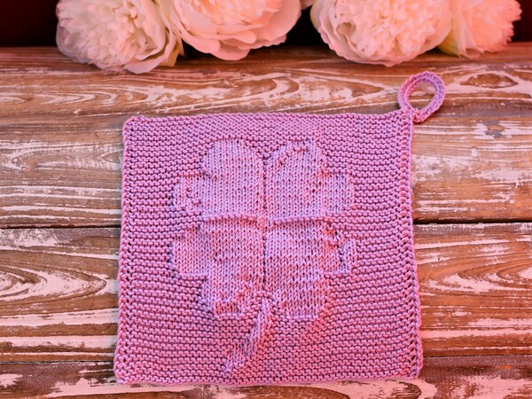 Knitting Pattern Little Dishcloth "Lucky Clover" - easy