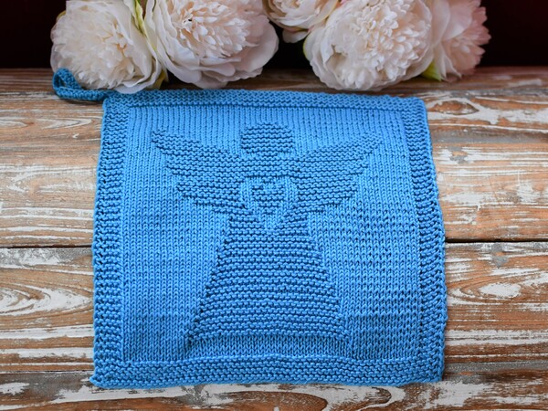 Knitting Pattern Dishcloth-Washcloth "Guardian Angel" - easy