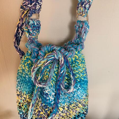 Retro Sling Knitting Backpack, Crochet Project Bag, Knapsack