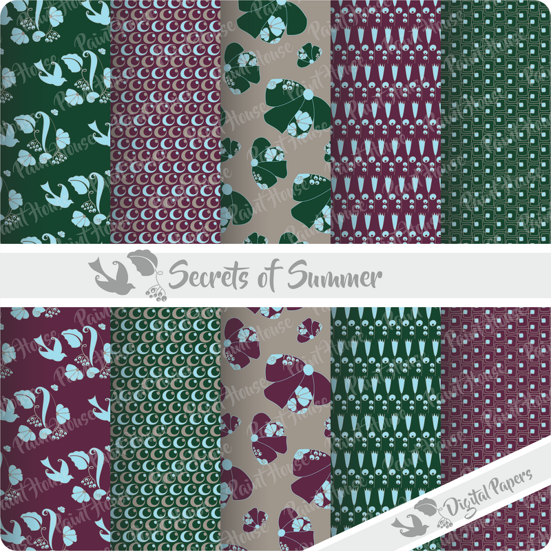 Digital Paper Scrapbooking Vintage "Secret of Summer"