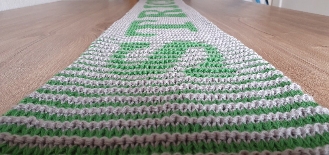 "I <3 Stricken" Schal, Schattenstricken, Illusionsstricken, Motivschal