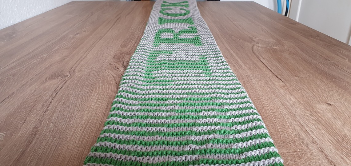 "I <3 Stricken" Schal, Schattenstricken, Illusionsstricken, Motivschal