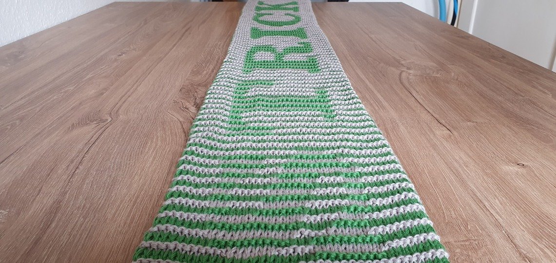 "I <3 Stricken" Schal, Schattenstricken, Illusionsstricken, Motivschal