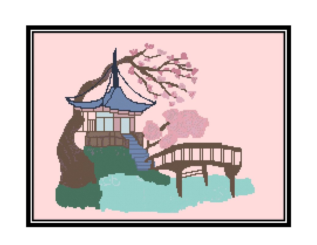 Japanese garden  Cross Stitch Pattern