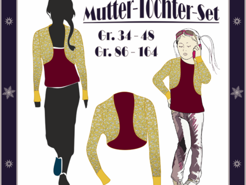 Nähanleitung Schnittmuster Bolero  Mama Gr. 34-48 und Kind 86-164