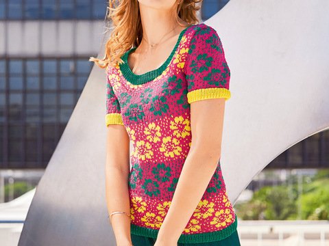 Strickanleitung: Strickshirt mit ausgefallenem Blumendekor