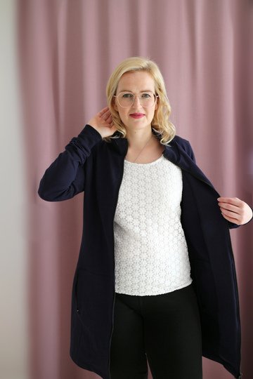 Schnittmuster lange Sweatjacke oder Cardigan mit Kapuze Damen Gr. 32 - 62