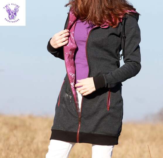 Schnittmuster lange Sweatjacke oder Cardigan mit Kapuze Damen Gr. 32 - 62