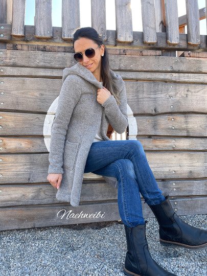 Schnittmuster lange Sweatjacke oder Cardigan mit Kapuze Damen Gr. 32 - 62