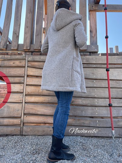 Schnittmuster lange Sweatjacke oder Cardigan mit Kapuze Damen Gr. 32 - 62