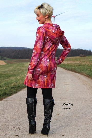 Schnittmuster lange Sweatjacke oder Cardigan mit Kapuze Damen Gr. 32 - 62