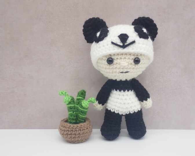 Felton in Panda Costume - Crochet Amigurumi Doll Pattern