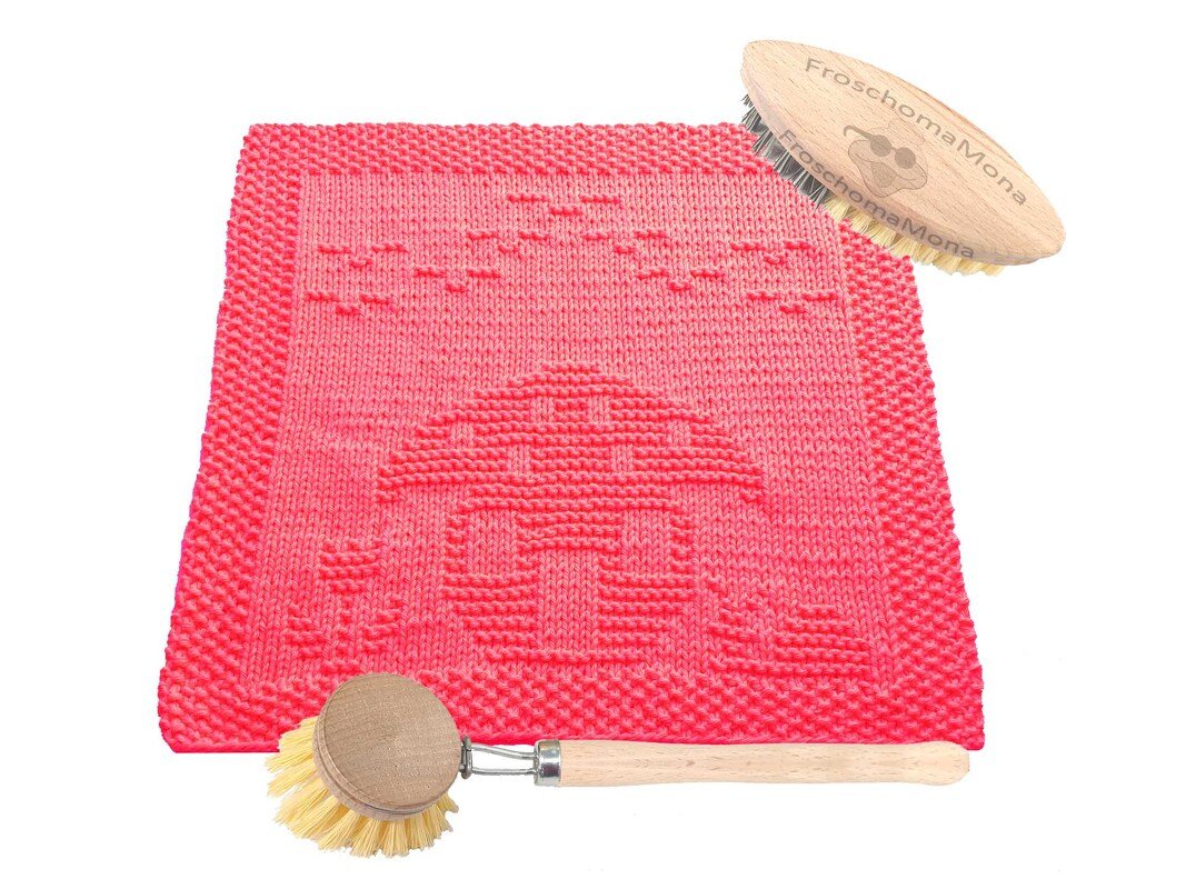 gestricktes Spültuch Deckchen „Glückspilz mit Tulpe und Schnecke“ Anleitung - Bild 5