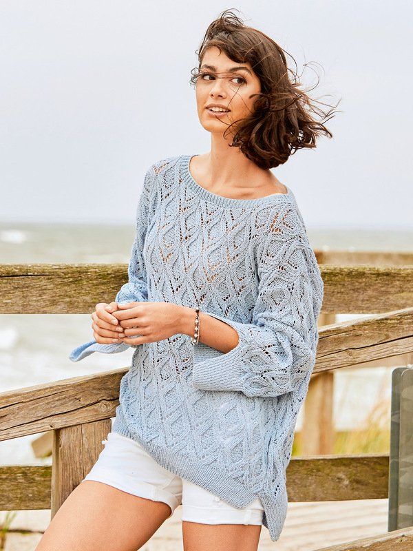 Strickanleitung: Lässiger Sommerpulli mit raffinierten Seitenschlitzen