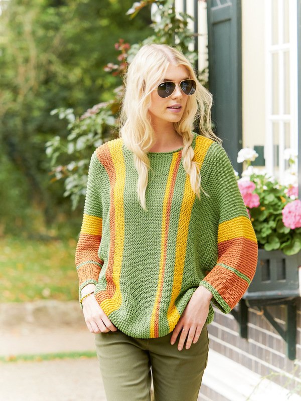 Strickanleitung: Hommage an die 70er: der Quergestrickte Pulli