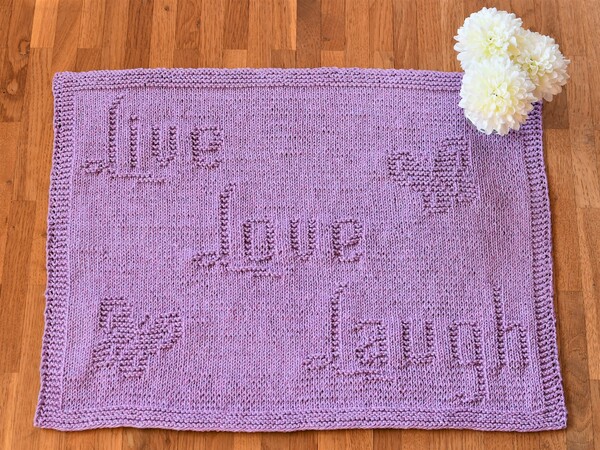 Knitting Pattern Placemat "Live Love Laugh" - easy