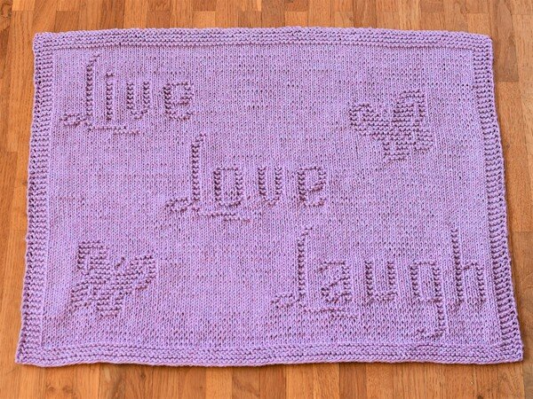 Knitting Pattern Placemat "Live Love Laugh" - easy