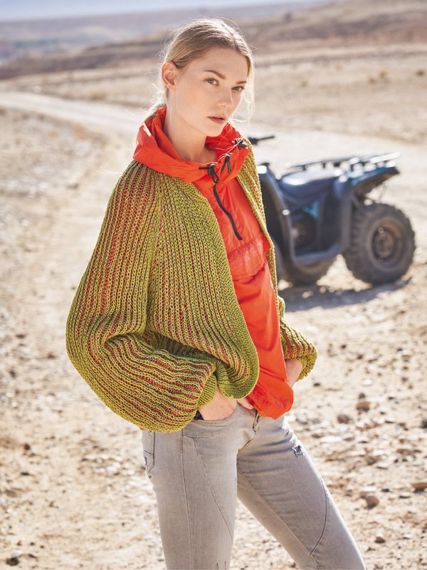 Strickanleitung: Zweifarbiger Cardigan im Patentmuster