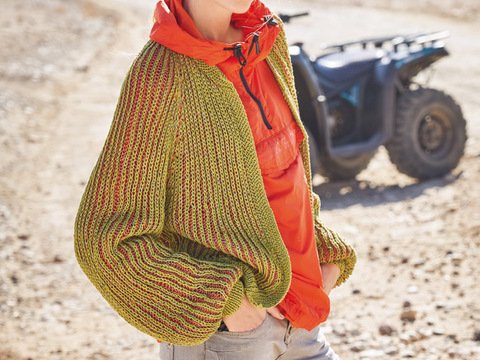 Strickanleitung: Zweifarbiger Cardigan im Patentmuster