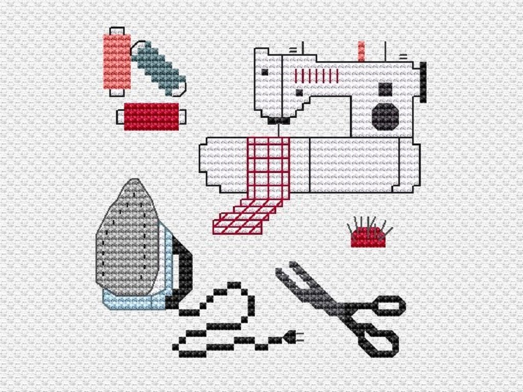 Kreuzstichvorlage Nadelkissen "Nähliebe", Sticken für Nähbegeisterte, PDF
