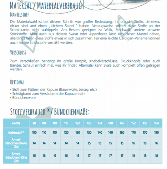 Cardigan Kinder – Schnittmuster Gr. 98-164 – Svala