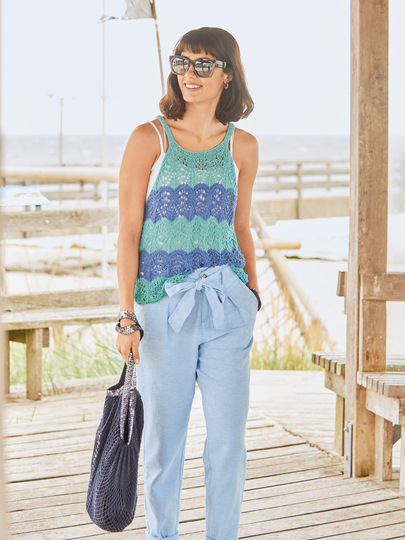 Strickanleitung: Zartes Lace-Top in Meeres-Farben