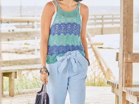 Strickanleitung: Zartes Lace-Top in Meeres-Farben