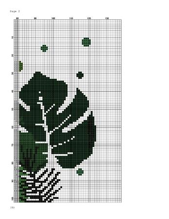 Cross Stitch Pattern Tropical Leaves