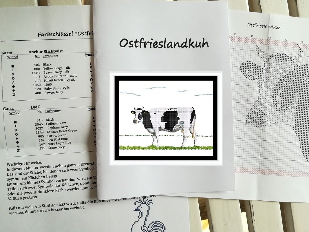 Kreuzstichvorlage Ostfrieslandkuh,perfektes Stickmotiv für Landkinder,PDF - Bild 4