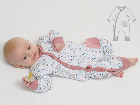 Baby-Strampler LISA Knopfleiste PDF-Schnittmuster 50/56–98/104