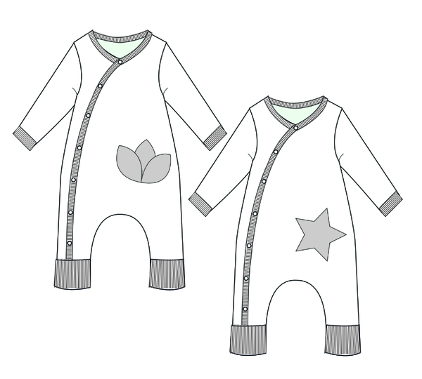 sewing pattern baby sleeper LISA photo tutorial 0m/1m 3m/6m 9m/12m 18m/2y 3