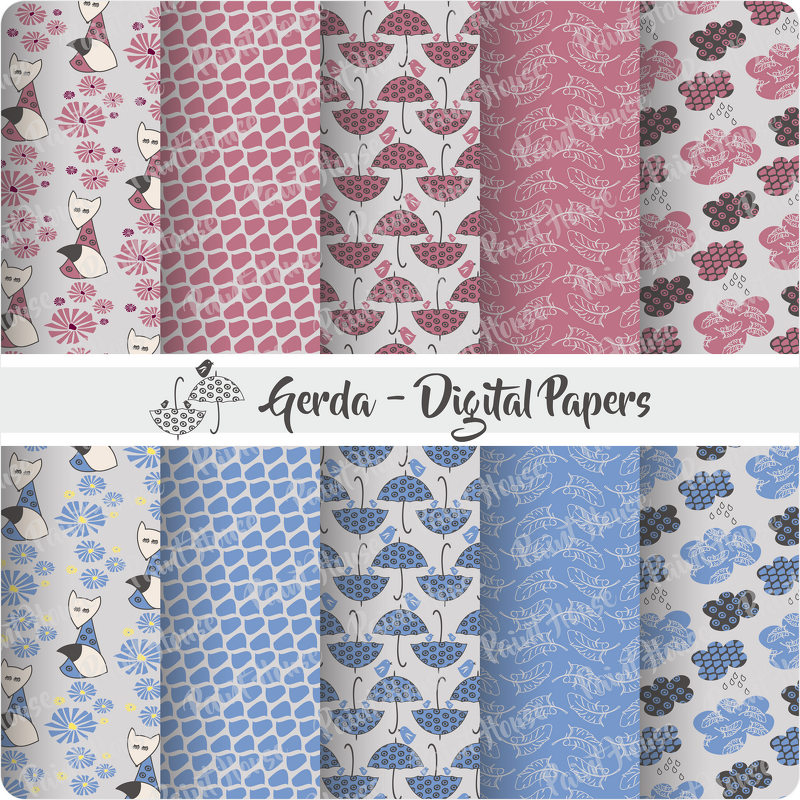 Digital Papier Scrapbooking Dessin "Gerda"