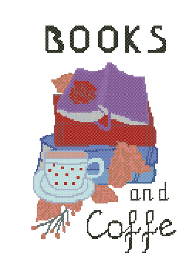 Cross stitch pattern "Books and coffee"