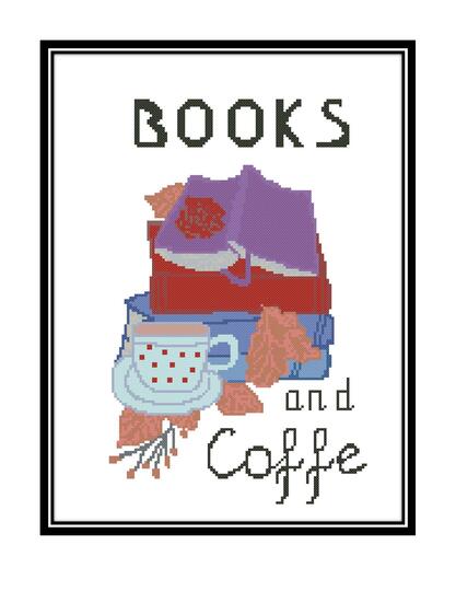 Cross stitch pattern "Books and coffee"