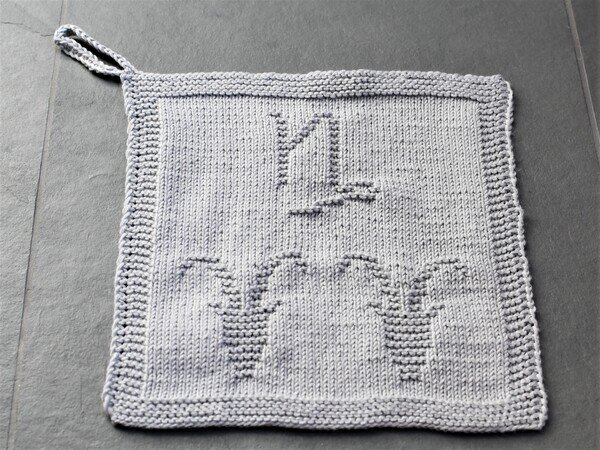 Knitting Pattern Sign "Capricorn" Dishcloth / Washcloth - easy