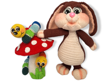 Crochetpattern "Fat Paul" The Bunny and the rainbow caterpillar