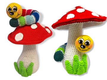 Crochetpattern "Mushroom and the rainbow caterpillar"
