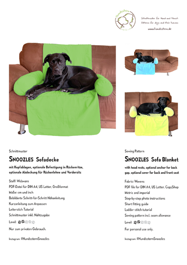 SNOOZLES Sofa blanket for dogs, sewing pattern