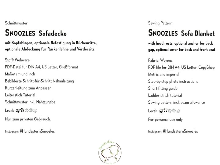SNOOZLES Sofadecke für Hunde, Anleitung+Schnitt