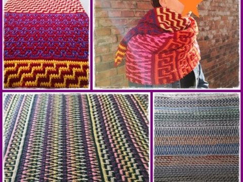 Häkelanleitung Mosaik - Decke oder Schal / Stola häkeln