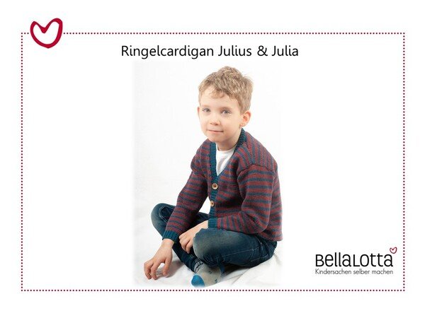 Strickanleitung Ringelcardigan Julius & Julia, Größen 98-128, 3-8 Jahren