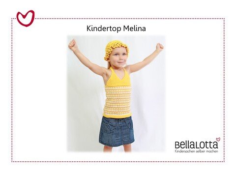 Strickanleitung Kindertop Melina in den Größen 98 bis 128, von 3-8 Jahren