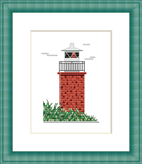Kreuzstichvorlage Leuchtturm Olhörn auf Föhr, charmantes maritimes Motiv