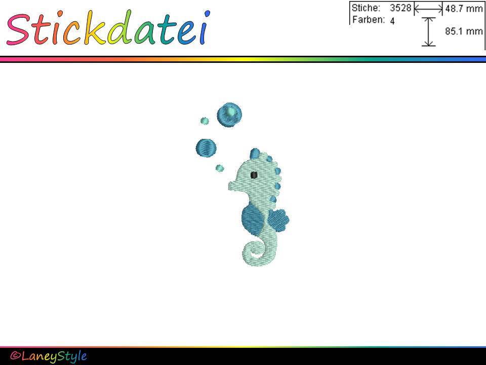 Stickdatei "Seepferdchen mit Blubberblasen"